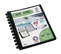 Viquel GEODE - Protège document en plastique avec pochettes amovibles - Porte vues personnalisable - Reliure 60 Vues (30 pochettes) - Format A4 Maxi - Coloris noir