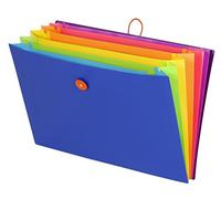 Viquel Happy Fluo - Trieur accordéon 6 compartiments en plastique - Pochette extensible pour classer et transporter des documents - Rangement papier format A4