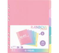 VIQUEL Jeu de 6 intercalaires polypropylène RAINBOW A4 maxi. Coloris multicolores