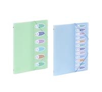 Viquel - Lot de 1 trieur A4 6 compartiments vert pastel + 1 trieur 12 A4 12 compartiments bleu pastel - Index sur le devant - Pochette plastique A4 - Gamme Propysoft