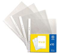 Viquel - Lot de 10 pochettes perforées transparentes 17 x 22 pour classeur 2 anneaux 17 x 22 - Incolore
