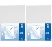 Viquel - Lot de 20 pochettes coin A4 - Pochette de protection pour documents A4 - Incolore