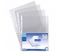VIQUEL Lot de 50 pochettes perforées transparentes 24 x 32 cm - 11 trous, PP renforcé