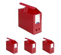Viquel Maxi Doc - Boîte De Classement Boite de rangement Boite archive en plastique polypropylène - Boite grande capacité - dos 120 mm - Rouge (Lot de 4)