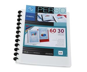 Viquel Maxi Reliure Protège document GEODE en plastique personnalisable 60 Vues - 30 pochettes amovibles en polypropylène Blanc