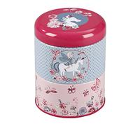 Viquel - Petite Boîte de rangement ronde en métal deux compartiments pour enfant avec licorne - Collection Magic World