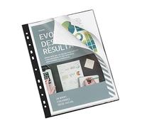 Viquel - Pochettes perforées reliées pour classeur A4 - Porte documents 40 vues - Noir (Lot de 6)