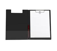 Viquel - Porte-Bloc A4 avec Rabat et Pince Métal, Support d'Écriture avec Compartiment de Rangement pour Documents, Formulaires et Dossiers, Noir