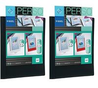 Viquel - Porte vues Personnalisable 60 Vues (30 pochettes) ESSENTIEL - Reliure en polypropylène Résistant - Couleur Noire - Format A4 (Lot de 2)