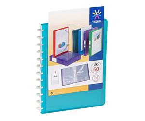 Viquel - Porte-Vues Reliure 50 Vues avec Pochettes Amovibles GEODE Format A4 Bleu