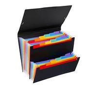 Viquel Rainbow Class - Trieur accordéon de bureau 12 positions à rabat + trieur format chèque 6 positions - Porte document 18 positions - Organisateur de bureau extensible - Format A4 110687-05 Noir