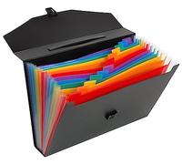 Viquel Rainbow Class - Valisette de rangement pour document A4 - Trieur accordéon 12 compartiments pour transporter ses papiers - Dos de 6cm - Fermeture avec tuck noir 117287