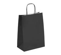 Viquel - Sac Kraft grand format 22x31x10cm - Sac kraft avec poignée torsadée noir - Lot de 50 sacs en papier - Noir