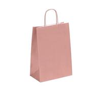 Viquel - Sac Kraft grand format 22x31x10cm - Sac kraft avec poignée torsadée rose - Lot de 50 sacs en papier - Rose poudré