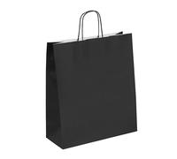 Viquel - Sac Kraft grand format 35x14x40cm - Grand sac kraft noir avec poignée torsadée - Lot de 50 sacs en papier - Couleur Noir