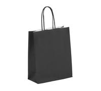 Viquel - Sac Kraft petit format 18x24x8cm - Sac kraft avec poignée torsadée noire - Lot de 50 sacs en papier - Noir