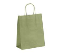 Viquel - Sac Kraft petit format 18x24x8cm - Sac kraft avec poignée torsadée Vert - Lot de 50 sacs en papier - Vert Amande