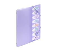 Viquel - Trieur 8 compartiments A4 pour le bureau ou la maison - Fermeture élastique - Gamme Propysoft - Mauve pastel