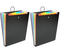 Viquel - Trieur accordéon 6 compartiments Rainbow Class - Trieur vertical pour sac à dos - Organisateur de sac - Format A4 - Noir (Lot de 2)