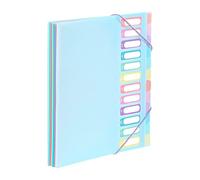 Viquel - Trieur Document A4 avec 12 Compartiments - Organisateur de bureau extensible - Porte document A4 avec index - Fermeture par élastique - Rainbow Pastel Bleu