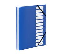 Viquel - Trieur Document A4 avec 12 Compartiments - Organisateur de bureau extensible - Porte document A4 avec index - Fermeture par élastique - Gamme FEEL'EASY - Bleu Marine