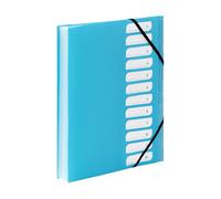 Viquel - Trieur Document A4 avec 12 Compartiments - Organisateur de bureau extensible - Porte document A4 avec index - Fermeture par élastique - Gamme FEEL'EASY - Bleu Turquoise