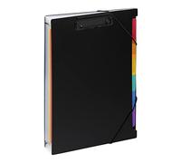 Viquel - Trieur extensible 6 positions A4 avec Porte-bloc - Trieur Rainbow Class "Clip Case" - Noir