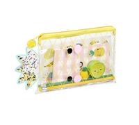 Viquel - Trousse garnie Surprise Enfants - Trousse Plate 1 Compartiment - 3 Crayons à Papier + 1 Taille Crayon + 1 Gomme + 1 Petit carnet + des Autocollants - Fermeture Zip - 20x14x1 cm
