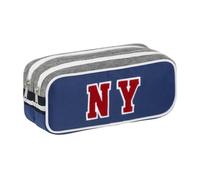 VIQUEL Trousse NY FASHION 2 cmpts polyester bleu marine et nylon snowflake gris. 22x9x6 cm. Coloris: Bleu
