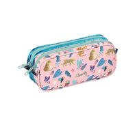 Viquel - Trousse Scolaire 2 Compartiments Exotic - Trousse de Rangement Pratique, pour stylos et Crayons - Idéale pour l'école et Les Loisirs - Trousse Grande capacité Fermeture Zip - Rose