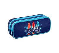 Viquel - Trousse Scolaire 2 Compartiments Grande Capacité SURFING CLUB - Bleu
