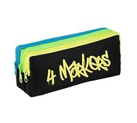 Viquel - Trousse Scolaire 3 Compartiments Grande Capacité Graff Noir