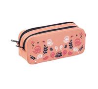 Viquel - Trousse Scolaire Fille 2 Compartiments Grande Capacité Boho - Double Poche Zippée - Rangement Stylos École Primaire & Collège - Rose