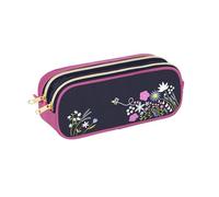 Viquel - Trousse Scolaire Wildflowers pour Enfants - en Polyester 600D Résistant - 2 Compartiments, 2 Zips - Bleu et Rose
