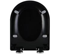 ViQutrg Abattant WC Noir en Forme De D, Fermeture en Douceur avec 4 Patins Antidérapants Et Charnière Réglable, Nettoyage Facile, Fixation Supérieure du Couvercle des Toilettes De Salle De Bain