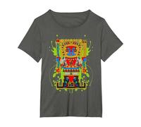 Viracocha écrivant des Symboles Anciens pérou Chicano Andine T-Shirt, Femme Grandes Tailles, Asphalte, 2X