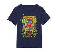 Viracocha écrivant des Symboles Anciens pérou Chicano Andine T-Shirt, Femme Grandes Tailles, Bleu Marine, 3X