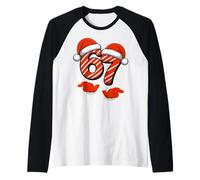 Viral 67 Christmas Six Seven with Santa Hand Funny 67 Humour Manche Raglan