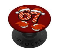 Viral 67 Christmas Six Seven with Santa Hand Funny 67 Humour PopSockets PopGrip Adhésif