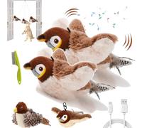 Viralhuntz Cat Toy, Bird Cat Toy Flapping Wings, Bird Simulation Toy for Cats, Interactive Chirping Bird Cat Toy, Flying Bird Cat Toy with Wing Movement for Indoor, Touch Activated (2Pcs B)