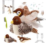 Viralhuntz Cat Toy, Bird Cat Toy Flapping Wings, Bird Simulation Toy for Cats, Interactive Chirping Bird Cat Toy, Flying Bird Cat Toy with Wing Movement for Indoor, Touch Activated (A+B)
