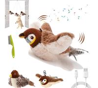 Viralhuntz Cat Toy, Bird Cat Toy Flapping Wings, Bird Simulation Toy for Cats, Interactive Chirping Bird Cat Toy, Flying Bird Cat Toy with Wing Movement for Indoor, Touch Activated (B)