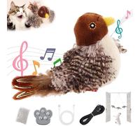 Viralhuntz Cat Toy, Interactive Cat Toy With Wing Movement, Simulation Electric Sparrow Shaking Bird, Simulated Chirping Bird Cat Toy Flapping Wings, Flying Bird Cat Toy, Touch Activated (Sparrow-C)