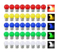 VIRANSHEN Ampoule LED Couleur B22 3W équivalente 30W 240LM AC 220V-240V B22 Baïonnette Ampoules Guirlande Couleur LED Ampoules Multicolore pour Maison Patio Fête Décoration d'ambiance - Lot de 40