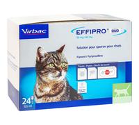 Virbac Effipro Duo Chat 50mg/60mg Solution Pour Spot-On Pipettes 24x0,5ml