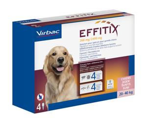Virbac Effitix 268mg/2400mg Solution Spot-On Grands Chiens 20-40kg 24 Pipettes