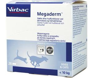VIRBAC Megaderm - complément alimentaire pour chiens et chats jusqu'à 10 kg pour les problèmes de peau - 28x4 ML
