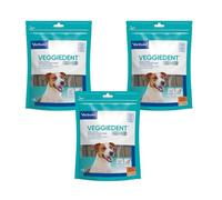 Virbac VeggieDent 15 bâtonnets S | Pack de 3 | 3 x 224 g | Bâtonnets à mâcher pour petits chiens (5-10 kg) | Snack à mâcher végétarien pour le contrôle de la plaque dentaire et du tartre | UN par jour