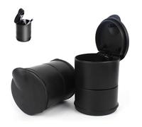 VireEyU 2 Pièces Poubelle de Voiture avec Couvercle, Adaptée aux Porte-gobelets et Portières de Voiture, Petite et Compacte, Idéale pour la Voiture, la Maison et le Bureau, Noire