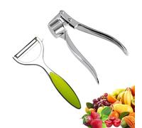 VireEyU 2 Pièces Ustensiles de Cuisine en Acier Inoxydable, Couteau Éplucheur et Presse-ail, Éplucheur de Légumes et Pommes de Terre, Outils de Cuisine en Acier Inoxydable avec Lame Tranchante